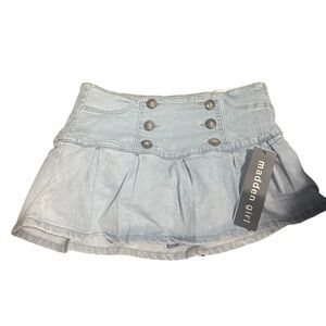 Madden Girl Light Blue Buttoned Mini Skirt